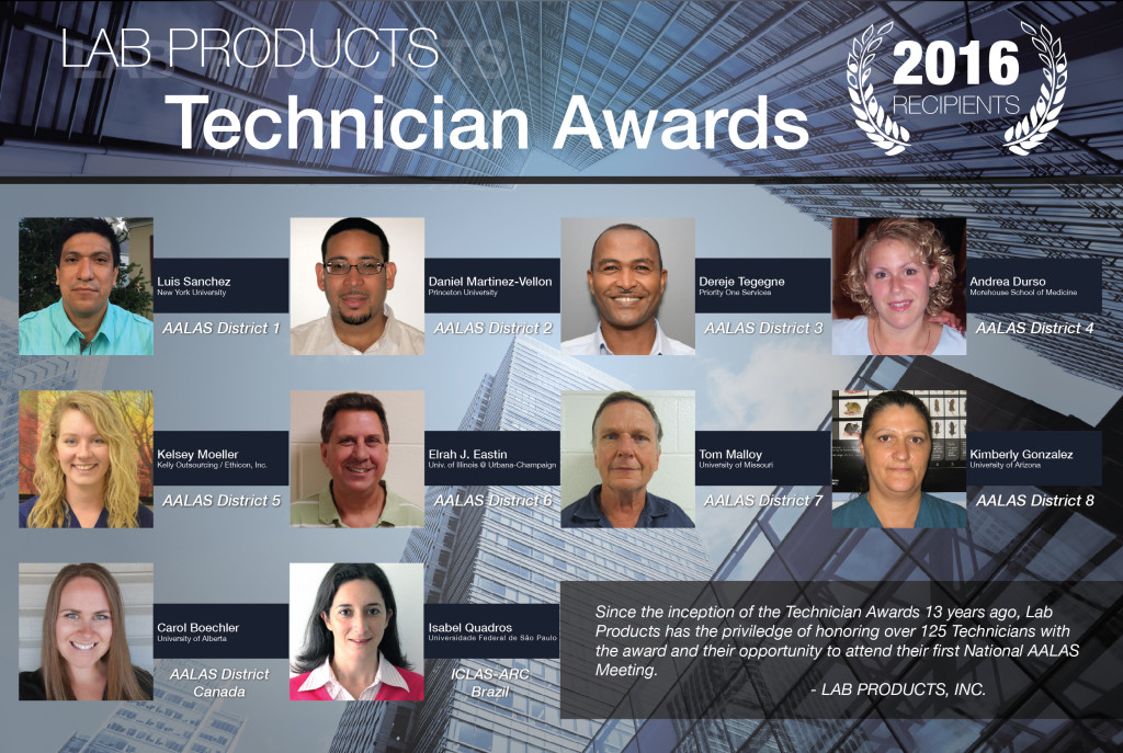 2016 AALAS Technician Awards Lab Products Inc., USA