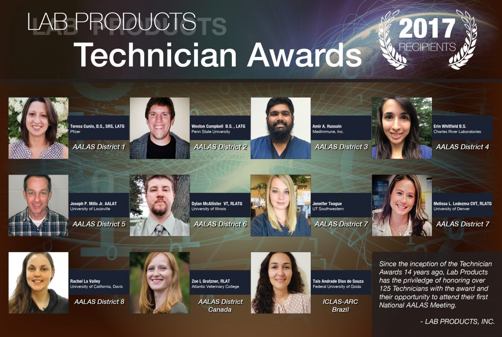 2017 AALAS Technician Awards Lab Products Inc., USA